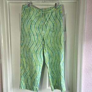 Walt Disney‎ World Capri Pants Size 14 Blue Green Disney Print Cotton New